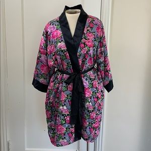 Vintage Intimates Sleepwear La Intimates Retro Floral Satin Robe Poshmark